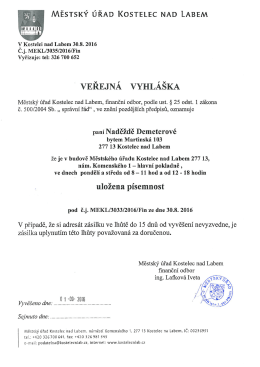 Veřejná vyhláška - Naděžda Demeterová - písemnost