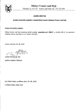 Záměr městyse prodat nemovitý majetek /66
