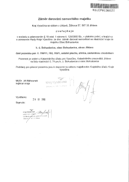 Záměr darování nemovitého majetku.