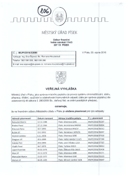 Odbor finanční - Veřejná vyhláška