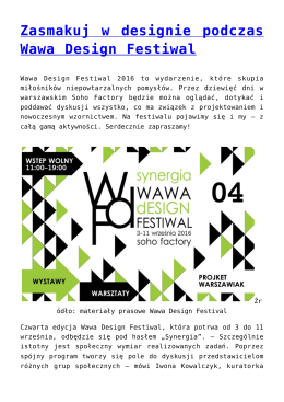 Zasmakuj w designie podczas Wawa Design Festiwal
