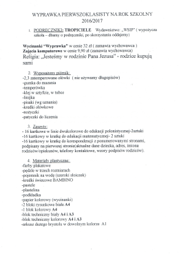 Wyprawka pierwszoklasisty na rok szkolny 2016/2017