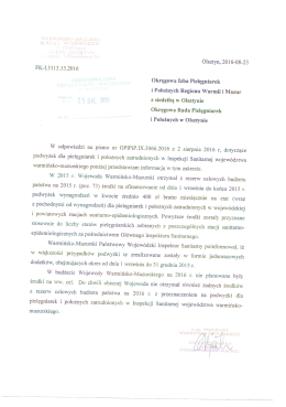 Pismo Warmińsko-Mazurskiego Urzędu Wojew&oacute;dzkiego dotyczące