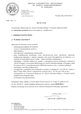 Szczeg&oacute;łowe informacje - Uniwersytet Medyczny im. Karola