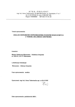 Analiza kierunków odprowadzenia ścieków deszczowych z terenu