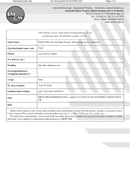 Odwołanie ostrzeżenia meteorologicznego nr 82