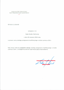Uchwała nr 11 w sprawie postępowania kwalifikacyjnego w służbie