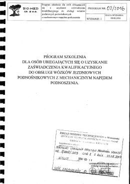 Program szkolenia dla osób ubiegających się o uzyskanie - Bio-Med