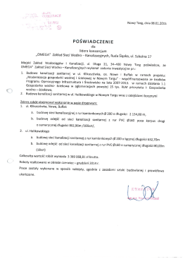 Page 1 Nowy Targ, dnia 08.01.2015 POŚWIADCZENIE dla lidera