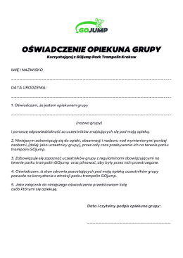 oświadczenie opiekuna grupy