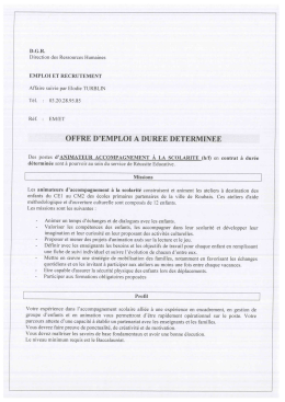 animateur accompagnement &agrave; la scolarit&eacute; (h/f)