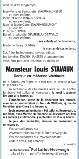 Monsieur Louis STAVAUX