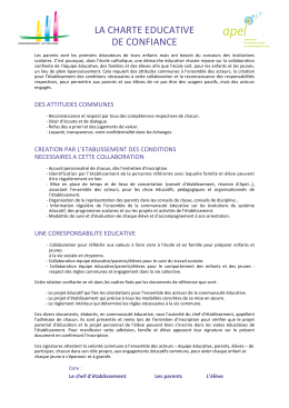 Charte éducative de confiance - Ecole St Paul Le Château d`Olonne