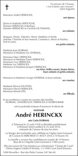 André HERINCKX - Funérailles Michel