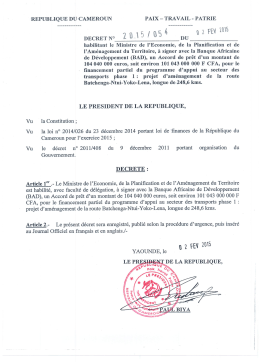 Cameroun &ndash; decret_n_2015_054_du_02.02.2015