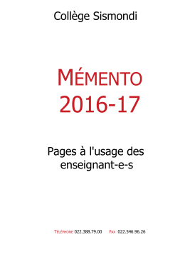 Memento profs 2015-2016 - Portail du Collège Sismondi