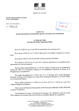 Consulter l`arrêté prefectoral - Fédération de pêche de l`Allier