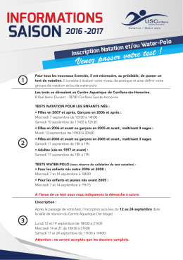 INFORMATIONS - USC natation waterpolo