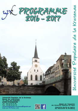 Programme Annuel - Université Populaire de la Krutenau