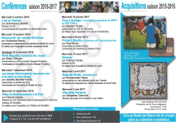 Téléchargez le programme des conférences pour 2016-2017