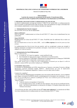 Fiche technique (indemnisation, e-billet, ...) - Académie de Nancy-Metz