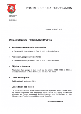 Procédure simplifiée 1 - Commune de Haut