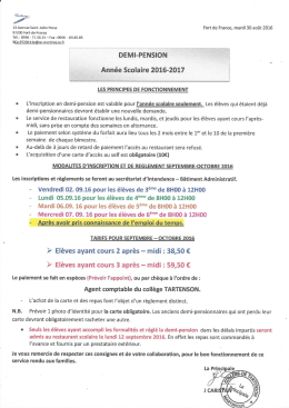 Information demi-pension 2016-2017