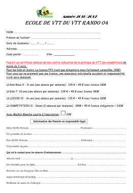 Fiche d`inscription Ecole VTT Rando 04 digne 2016-17