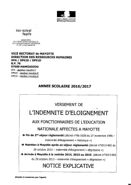 Indemnité d`éloignement 2016