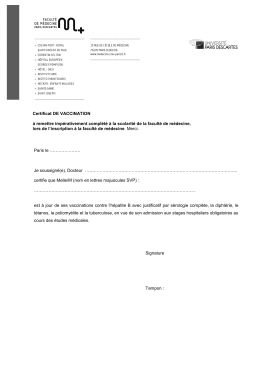 Certificat de vaccination - Faculté de médecine Paris Descartes