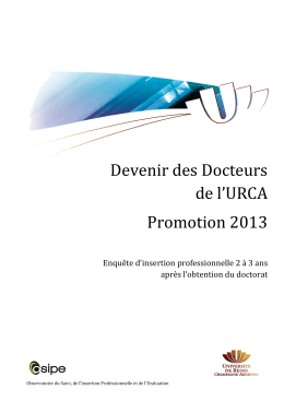 Devenir des Docteurs de l`URCA Promotion 2013