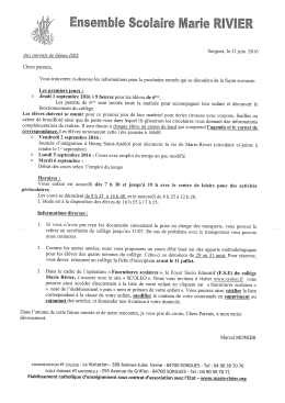 6ème - D / E / S - Ensemble Scolaire Privé Catholique MARIE RIVIER