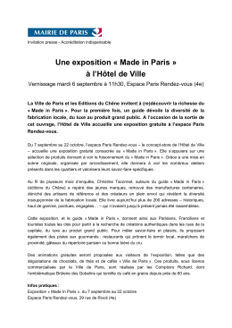 Invitation La Ville de Paris et les Editions du Chêne