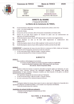 Arr&ecirc;t&eacute; Travaux - Ville de Tence