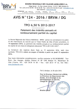 Page 1 BOURSE REGIONALE DES VALEURS MOBILIERES S.A.