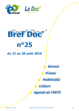 Bref Doc` n°25 - Catalogue en ligne ARDEQAF