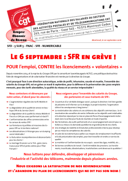 Le 6 septembre : SFR en grève