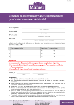 Demande en obtention de vignette pour le sationnement