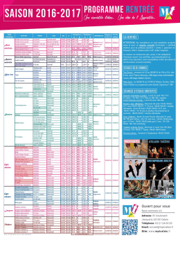 Programme Saison 2016-2017 - La Maison Pour Tous Calais