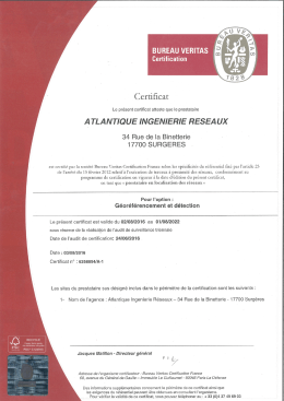 Certification BUREAU VERITAS - Atlantique Ingénierie Réseaux