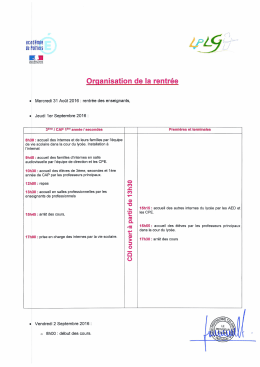 organisation rentrée septembre 2016