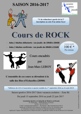 Cours de ROCK - Association Sportive et Culturelle de Mézières