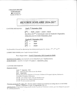 Page 1 COLLEGE HOCHE |- VERSALILLES ŽF0 I 30 84 08 50 FAX