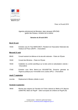 Agenda prévisionnel de Monsieur Jean-Jacques