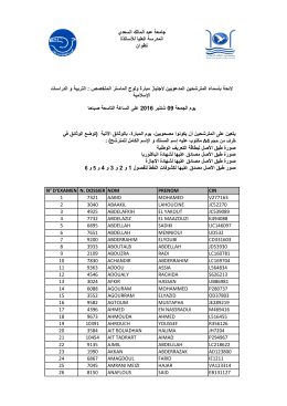 Liste des convoqués à l`écrit MS Education et Etudes Islamiques