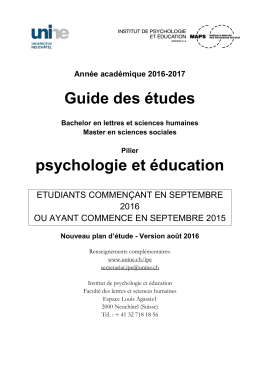 Guide des études psychologie et éducation