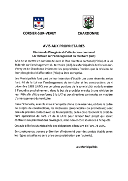 R&eacute;vision du Plan g&eacute;n&eacute;ral d`affectation communal - Avis