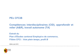 PEc CFCiB Compétences interdisciplinaires (CID), approfondir et
