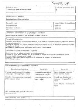 Fiche de poste chauffeur et agent de maintenance à la sous