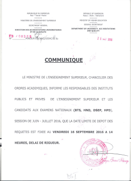 Communiqu&eacute; requ&ecirc;te examens 2016